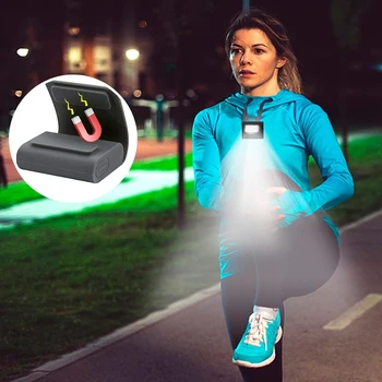 1 POČÍTAČE so Systémom Svetlo, USB Nabíjateľné Jogging Light Black Silica Gel Prenosné Klip Svetlá S Pretekárov A Bežcov