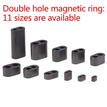 10Pcs RF Feritové Jadro, Dvojité Otvory RF Magnet RF Príslušenstvo 11 Veľkosti, niklu, zinku Duté Magnetický Krúžok Clony 1-5mm Dlhé 1-25 mm