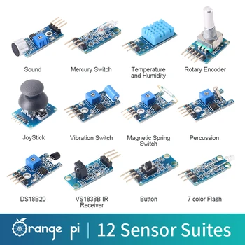 12pcs/veľa Orange Pi NASTAVIŤ Tlačidlo DS18B20 Zvukový modul (balík 12 druhov modul)