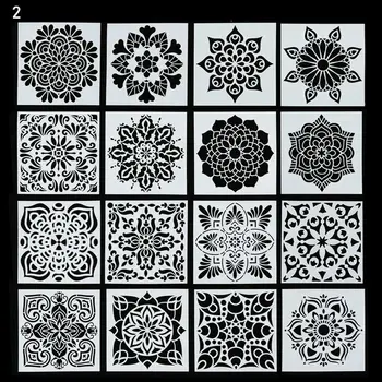 16Pcs Tvorivé Datura Geometrie Vrstvenie Blany Nástenné Maľby Zápisník 15*15 cm DIY Razba Album Dekoratívne Šablónu Karty