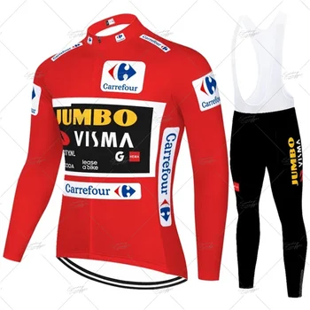 2024 Jumbo Visma tím Cyklistika Dres Zimné Dlhý rukáv Nastaviť Ropa Ciclismo Cyklistické Oblečenie MTB Bike Jersey Jednotné Oblečenie