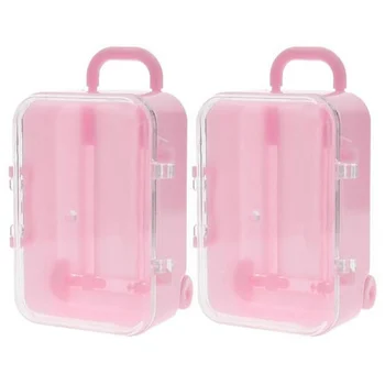 2X Pink Mini Roller Cestovný Kufor Candy Box Osobnosti Kreatívne Svadobné Koláčiky Box Batožiny Vozíka Prípade Candy Hračka