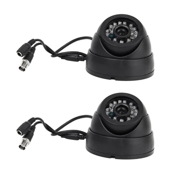 2X Čierne Dohľadu Kamera PAL 1/3-Palcový CMOS 700TVL 24 LED IR 3.6 Mm Bezpečnostné Krytý Dome CCTV Kamery