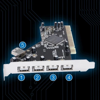 5 USB 2.0 PCI Adaptér Extender Pre Stolné PC, PCI USB Rozširujúca Karta 480Mb