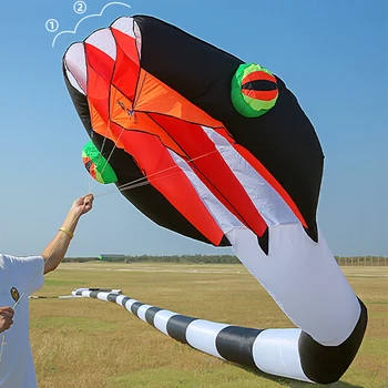 55M Obrie Had 3D Soft Kite Dospelých Nepremokavé a Trhať Nylon Nafukovací Kite Vonkajšie Jednoduché Lietať Jednom Riadku Kite Skladovanie Taška
