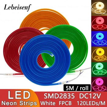 5m LED Neon Pásy SMD2835 120LEDs/M, IP65 Vodotesný Flexibilný Silikónový RGB Svetlo Bar pre DIY Tvar, Dekorácie Textové Reklamy Signboard