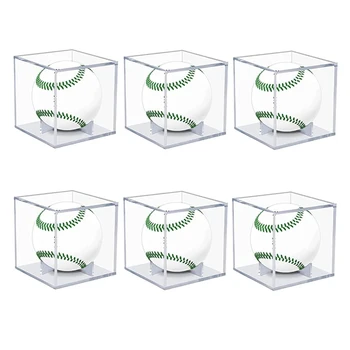 6Pcs Baseball Displej Prípade,Chránené pred UV žiarením Akryl Display Box,Vymazať Zobrazenie Prípade Suvenírov Autogram Loptu Vitrína