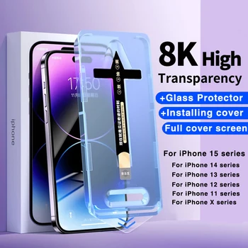 8K HD A anti Peeping Úplné Pokrytie Screen Protector Pre iPhone 15 14 13 12 Pro Max XS XR 15 14 Plus Tvrdeného Skla S inštalátorom