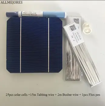 ALLMEJORES 25pcs 5x5 Monokryštalické solárnych článkov na 2,9 W/ks platovej Triede pre DIY 70W solárny panel, nabíjačky, + Dosť Tabbing drôt +Toku pero