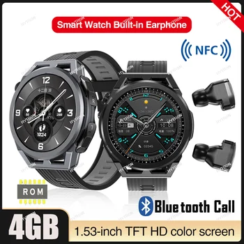 AMOLED Smartwatch 4GB ROM Stavať v Bezdrôtovej Náhlavnej súpravy Bluetooth Smart Hodinky Pre Mužov, Ženy NFC Miestnej Hudby Hovor Šport Smart Hodinky