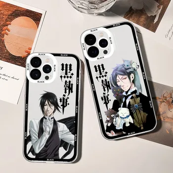 Anime Čiernom Butler Telefón Prípade Telefón Prípade Telefón puzdro Pre iPhone 11 12 Mini 13 14 Pro Max Transparentné Shell