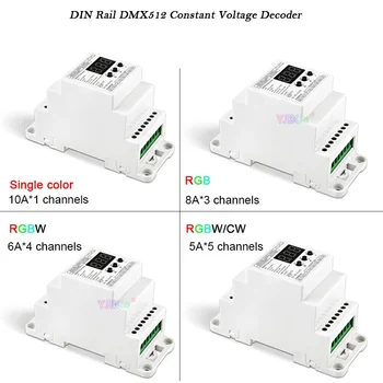 Bincolor jednofarebné/RGB/RGBW/RGBCW DIN lištu Konštantného Napätia DMX512 Dekodér 12V-24V 1-5CH DMX512/1990 PWM RJ45 LED Controller