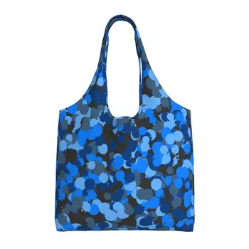 Cool Spash Kamufláž Shopper Taška Modré Bodky Geometrické Zábava Kabelky Handričkou Vonkajšie Tote Bag Študent Tlač Nákupné Tašky