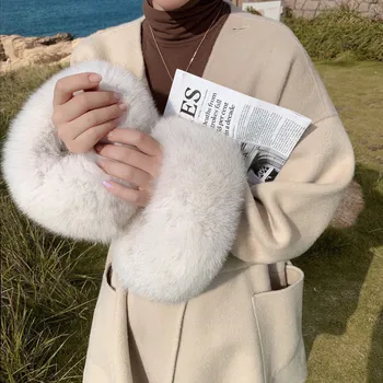 Dámske Zimné Kabáty Reálne Vlny a Cashmere Zmes Kabát Elegantné 100% Originálne Fox Kožušiny Vlnené Kabát Pre Ženy Teplý Kabát 2022