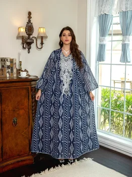 Eid Party Šaty pre Ženy Abaya Moslimských Flitrami Ramadánu Saudskej arabčina Diamond Dubaj Islam Župan Kaftane Maroko Maxi Vestido 2024