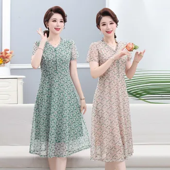 Elegantné Tlač Oka A-line Šaty Žien Lete kórejský Módneho tvaru Krátky Rukáv Šaty Plus Veľkosť Bežné Midi Vestidos Mujer
