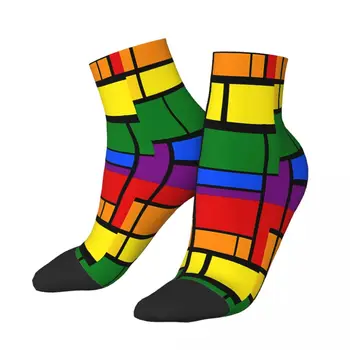 Farebný Blok Farieb Dúhy Pop Art Členkové Ponožky Muž Mens Ženy Lete Pančuchy Tlačené