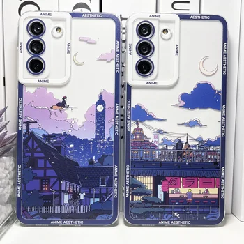 Japonské Anime obal pre Samsung Galaxy S22 Plus Ultra A72 A52 A52S A53 5G A21S A32 4G Karikatúra Roztomilý Estetické Jasné, Mäkké Pokrytie