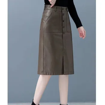 Jar, Jeseň Fashion Elegantné Vysoký Pás Vrecko Farbou Bežné Všestranný Západnej Dochádzanie Slim Fit Oblečenie Ženy Sukne