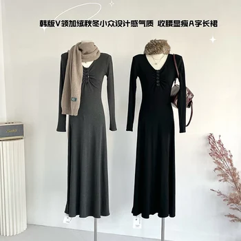 Jeseň Zima Nové tvaru Ženy Sveter Šaty kórejský Módy Nové Streetwear Šaty s Dlhým Rukávom Temperament Šaty