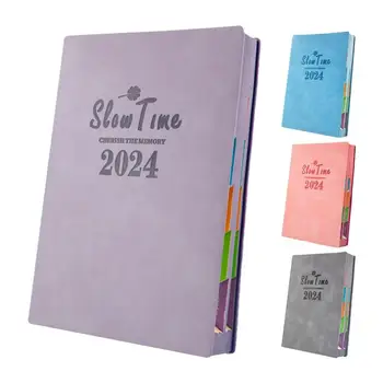 Kalendár Notebook 2024 Notebook Kalendár Mesačný Plánovač Týždenný Program Organizátor A5 Notebook Denný Plánovač, Kožený Kryt
