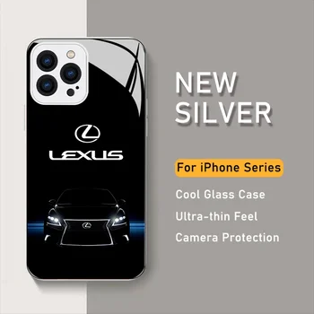 Luxusný LEXUS športové cool car Kovové-Farba Telefón puzdro Pre iPhone 15 14 13 12 11 Pro Max X XS XR 7 8 SE Plus Sklo Pevný Kryt