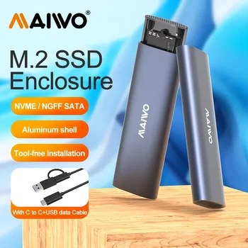 MAIWO M. 2 NVMe NGFF SSD Krytu USB 3.1 Typ C Vonkajšej Prípade M2 SSD Pevný Disk Disk Kryt HDD Úložný Box s Kovovou Chladiča