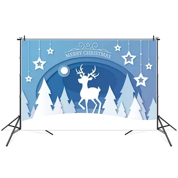 MESIAC.QG Pozadie Veselé Vianoce Banner Plagát Pozadí Biele Sobov Hviezda Strom Modrý Oblúk Dekorácie Photo Booth Rekvizity