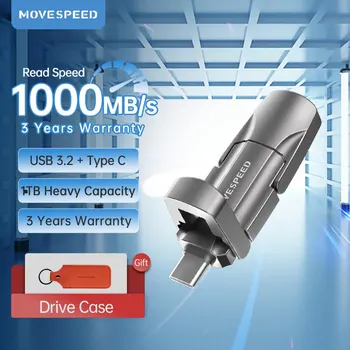 MOVESPEED 1000MB/s Pen Drive USB 3.2 Gen 2 Typ C (Solid State kl ' úč 512 gb diskom 1 tb 256 GB 128 GB Flash Disk pre Smartphone, Tablet
