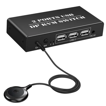 Notebook KVM Prepínač 2 Port 8K@30Hz Displayport1.2 Prepnite položku 2 V 1 S 3 USB2.0 Port Pre 2 PC Notebook Zdieľať Klávesnica Myš