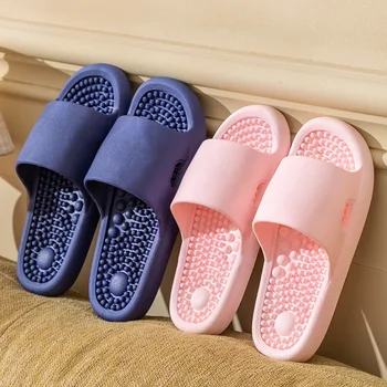 Nové Letné Farbou Pár Sandále Stručné Non-slip Kúpeľňa Vnútorné Listy Muži Ženy Masážne Papuče pre Dámy 