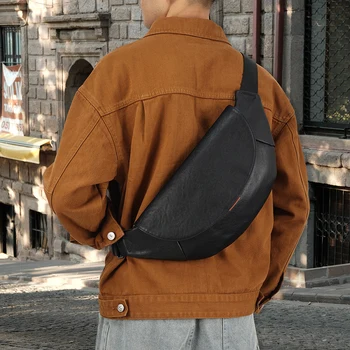 Originálne kožené módne taška cez rameno veľkú kapacitu crossbody taška mužov high-end business hrudníka taška muž taška