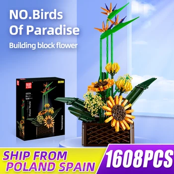 PLESNE KRÁĽ Kvet Svete: Birds Of Paradise Kytice Stavebné Bloky pre Domáce Dekorácie Diy Tehly Hračky pre Deti, Dievčatá Darček