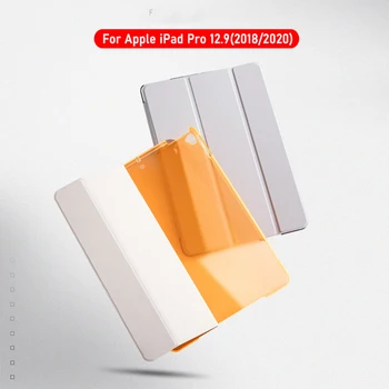 Pre Apple iPad Pro 12.9 ipad2018 2020 3. a 4. Gen 12.9 Palcový Silikónové Mäkké Prípade Triple Skladacie Ochranný Zadný Kryt
