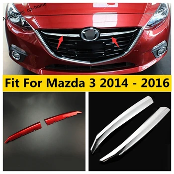 Pre Mazda 3 2014 2015 2016 ABS Chrome / Červené Auto Predné Racing Mriežka Gril Dekor Pásy Kryt Výbava Príslušenstvo Exteriéru Auta