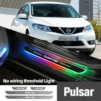 Pre Nissan Pulsar C13 2014-2018 2015 2016 2017 Auto Dvere, Parapetné Svetlo Prispôsobené Logo LED Vitajte Prah Pedál Lampy Príslušenstvo