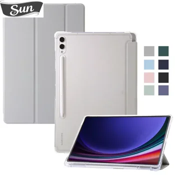 Pre Samsung Tab S8 S9 Ultra Prípade Držiak Na Pero Trifold Kožené Akryl Jasné Späť Tablet Galaxy Tab S9 Ultra Prípade 14.6