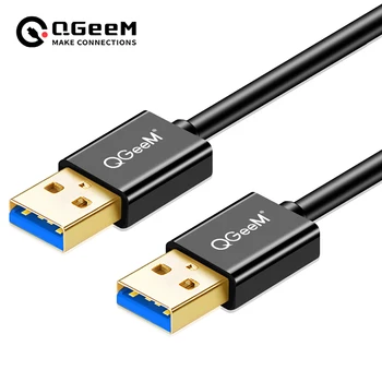 QGeeM USB 3.0 2.0 kábel, Super Rýchlosť USB3.0 Muž na Male USB Predlžovací Kábel pre Chladič Pevného Disku USB 3.0 Kábel, Extender