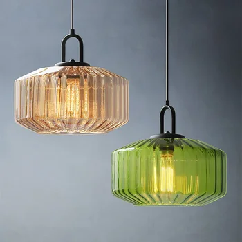 Retro Farby, Sklenený Prívesok Svetlo Nordic Loft Visí Krytý Dekor Svetlá LED Svietidlá pre Spálne Reštaurácia Svetlo Domova