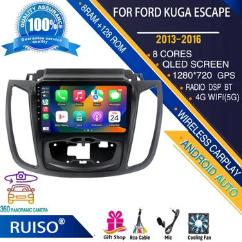 RUISO Android dotykový displej auto dvd prehrávač Pre Ford Kuga Uniknúť 2013-2016 auto rádio stereo navigáciu monitor 4G Wifi GPS