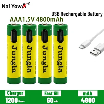 Rýchle Nabíjanie 1.5 VAAA Lítium-Iónová Batéria s 4800mah Kapacity a USB Nabíjateľné Lítium-USB Batérie Hračka pre Klávesnicu