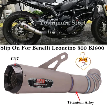 Titánové Zliatiny Pre Benelli Leoncino 800 BJ800 Motocykel Výfukového Systému Uniknúť Upravené Polovice Odkaz Rúry z Uhlíkových Vlákien Šál CNC