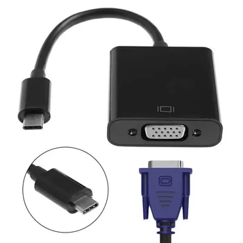 USB 3.1 Typ C Male USB a-C na VGA Žena Converter Adaptér Kábel Pre Macbook Chromebook Pixel Notebook