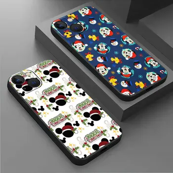 Vianočné Mickey Minnie Mouse puzdro Pre Apple iPhone 15 11 13 Pro Max 14 Plus 12 Mini 7 8 XR X XS 6 6S SE Kryt Telefónu Black Funda