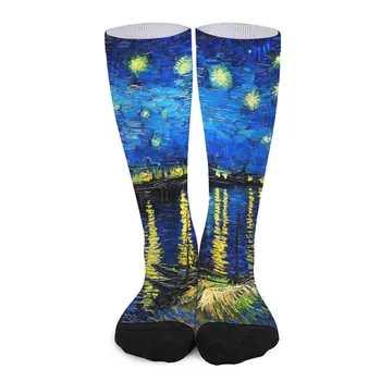 Vincent Van Gogh Pančuchy Žena, Hviezdna Noc Ponožky Vysokej Kvality Voľný Čas Ponožky Lezenie Non Šmyk Grafické Ponožky K Narodeninám