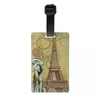 Vintage Francúzsko, Paríž, Eiffelova Veža Batožiny Tag Cestovná Taška Kufor ochrany Osobných údajov Kryt ID, Label
