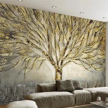 Vlastné tapetu 3d nástenná maľba modernej Americkej kovové plastický módne strom, olejomaľba, TV joj, steny papier 3d abstraktných de parede