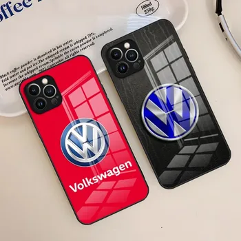 Volkswagens Auto LOGO Telefón puzdro Pre IPhone 14 Pro Max 15 12 11 13 X Mini XR XS 8 7 6 Plus SE 2020 Tvrdené Sklo Zadný Kryt