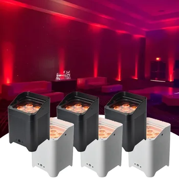 Wifi Bezdrôtové Ovládanie DMX 6*18W RGBWA UV 6in1 Batérie Powered Uplight LED Par Svetlo pre Svadobný DJ Party.